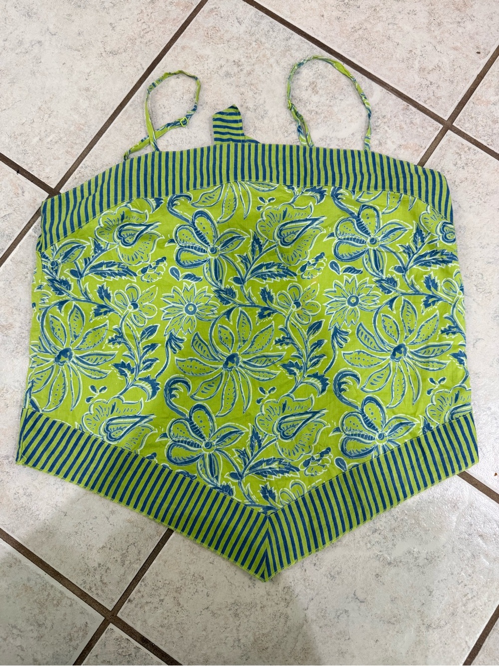 GAP Lime Green and Blue Floral Handkerchief Hem Camisole